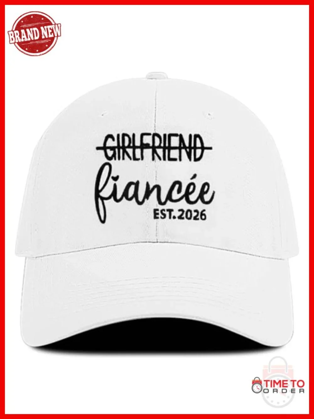 Embroidered Baseball Cap - High Quality Cotton Adjustable Wedding Engagement